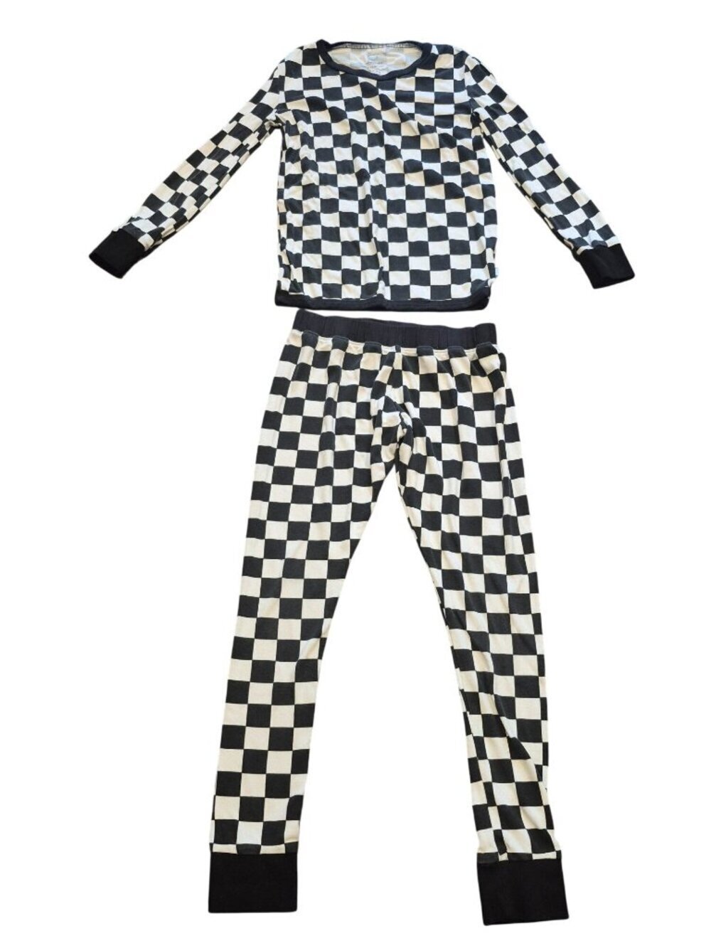 Dreamland Baby Bamboo Checkered Pajama Set Black & White PJs Kids 10